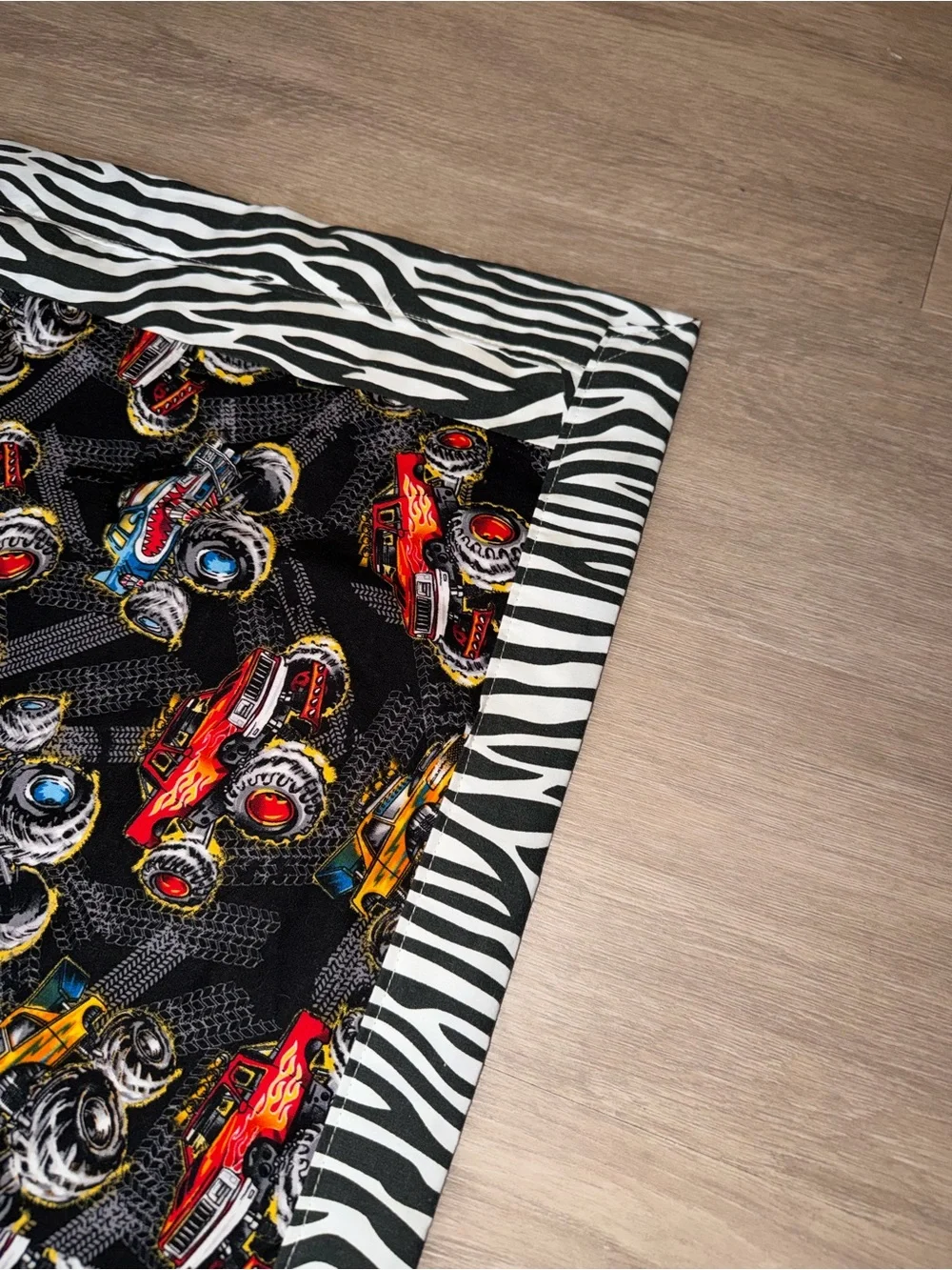 NEW Vintage Baby Toddler Quilt Patchwork Handmade Monster Trucks